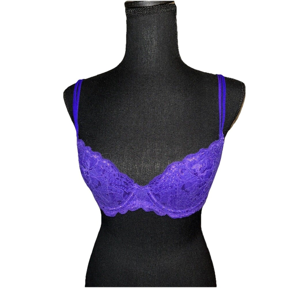 Pink Victorias Secret Purple 34C Underwired Push Up Bra
